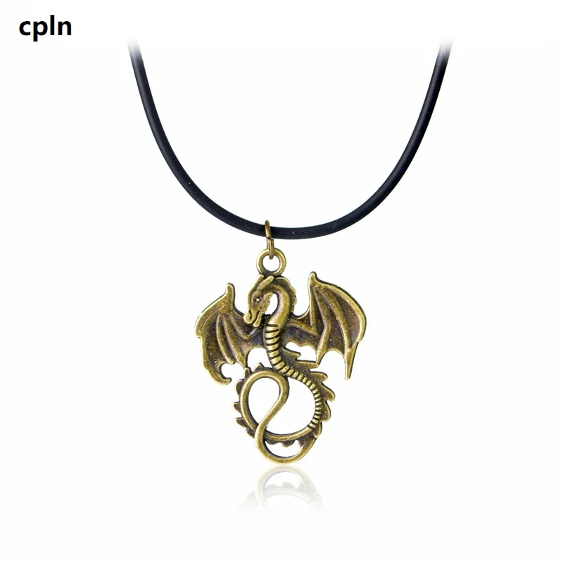 

European and American film Hobbit 2 Historic Spear Leather Battle High-quality Fire Dragon Necklace