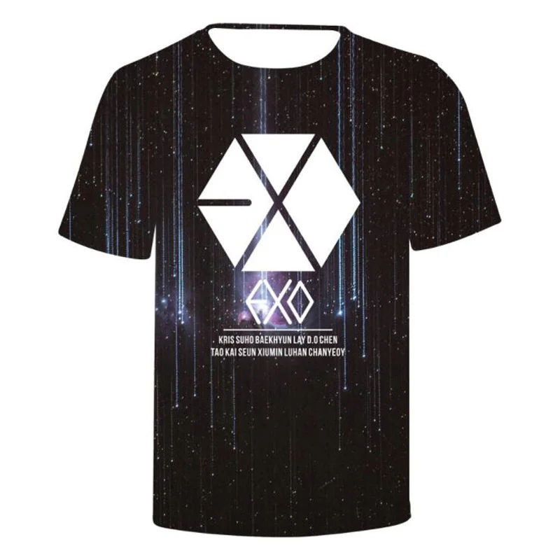Женская футболка 2018 K POP KPOP EXO BAEKHYUN CHANYEOL LUHAN SEHUN XIUMIN SUHO Kawaii 3D Футболка женская одежда