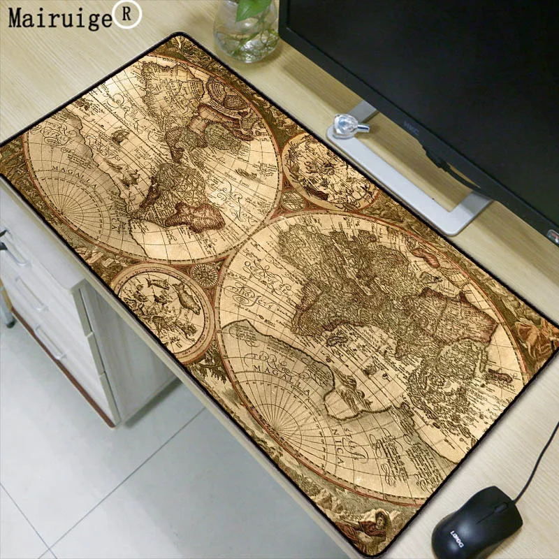 

Mairuige Old World Map Large Gaming Mouse Pad Locke dge Mouse Mat Keyboard Pad Desk Mat Table Mat Gamer Mousepad for Laptop LOL