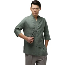 Осенняя мода, высокое качество, хлопок, лен, большой размер, повседневная мужская рубашка с длинным рукавом, мужские рубашки, асимметричная Мужская рубашка, 3 цвета