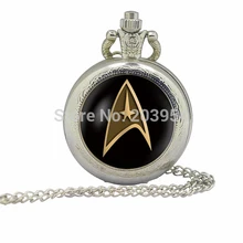 Silver Handmade Star Trek Captain Kirk pocket watches 12pcs/lot Commander Spock locket steampunk necklaces Bridesmaid Gift mens