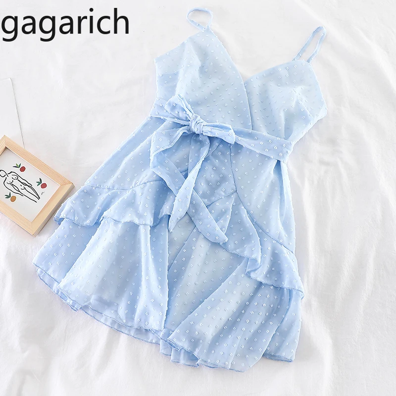 

Gagarich Women Dress Summer 2019 Candy Color Ins Sweet Suspension Belt Sexy V-neck Mini Short Dresses Girl Beach Vestidos