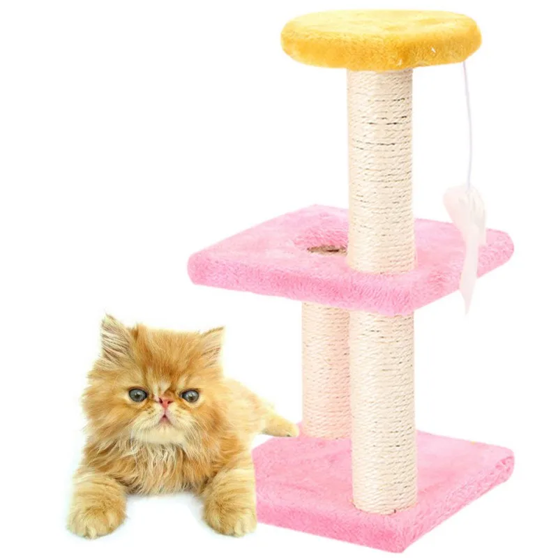 3 слоя кошачья башня мебель дерево с сизалем когтеточки плюшевые мыши котенок игровой дом для кошек, чтобы Измельчить свои когти