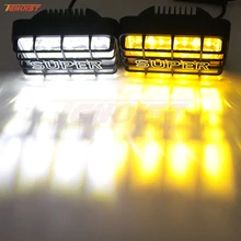 2PCS 4D Lens 6 Inch 80W White Amber Headlight Foglight Front Bumper Light For Wrangler 4