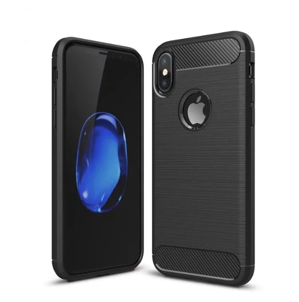 

Ultra Slim Thin Scratch Resistant Carbon Fiber Shock Absorption Soft TPU Drawing Grip Protection Cover iPhone X/XS