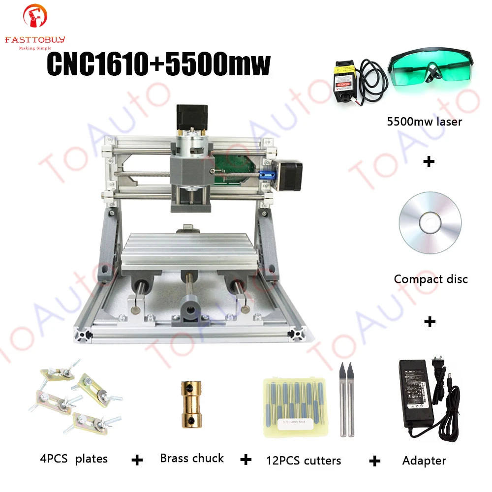 CNC Laser Engraving Machine CNC1610 110-240VAC 160*100*40mm 9000rpm for Plastics/Wood/Acrylic/PVC/PCB Mini CNC Engraving Machine