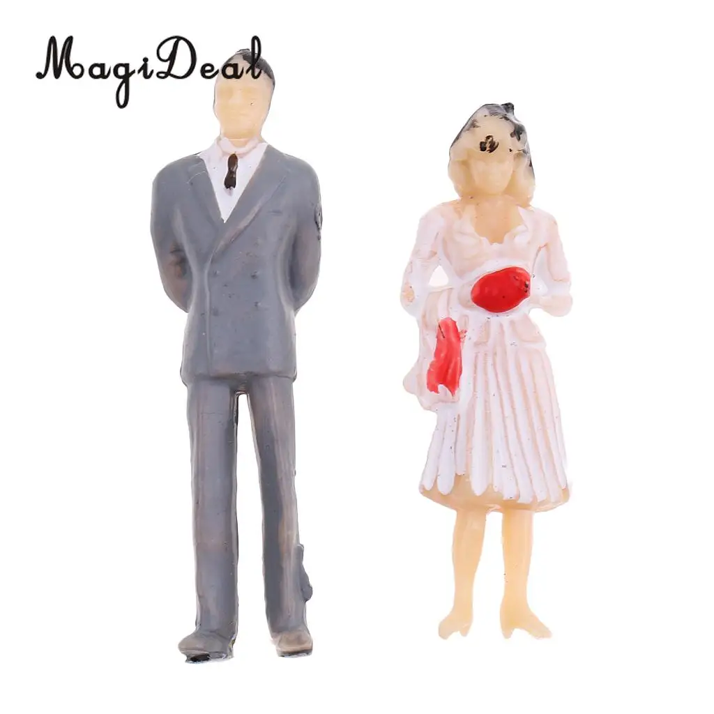 MagiDeal 1Set 1/50 Scale Train Railway Park Street Building Passenger People Figures Model HO Painted for Layout Landscape Scene