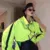 Neon Green Zipper Splice Hooded Jacket Women Fall Winter Fashion Coat Windbreaker Streetwear Outerwear C87-BC88