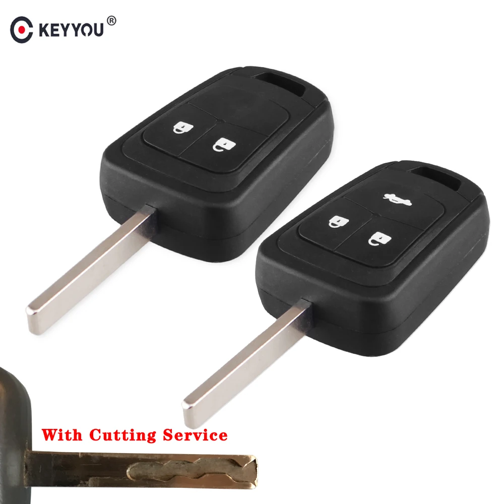 

KEYYOU Cut/Uncut Blade 2/3 Button HU100 Blade Remote Car Key Shell for Chevrolet AVEO Cruze For Opel Malibu Sonic Car Key Case
