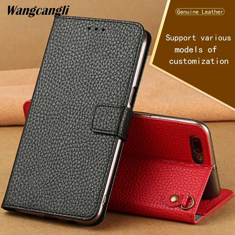 

all handmade Genuine leather Business case for Samsung galaxy 8 PU lychee textured clamshell Mobile phone protection case
