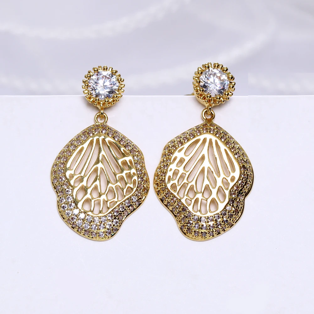 Latest Leaves Dangling Earrings Jewelry Pendientes Detalles De boda Black/White/Gold Color Accessories Gifts Earring