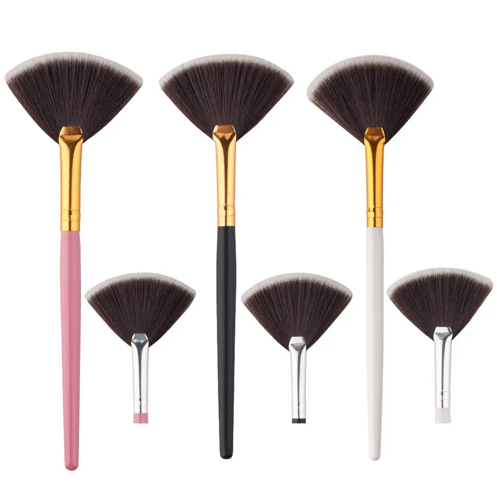 

1PC Professional Fan Shape Makeup Brushes Natural Nylon Hair Foundation Brush Blending Highlighter Contour Face Powder Brushes