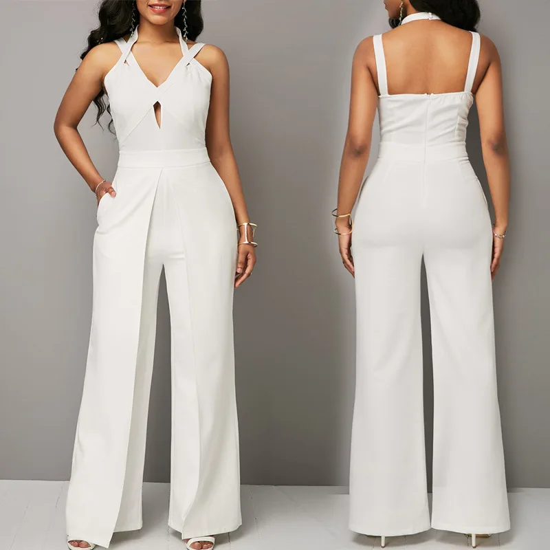 MUXU 2018 летний женский сексуальный белый комбинезон combinaison pantalon femme elegante с v