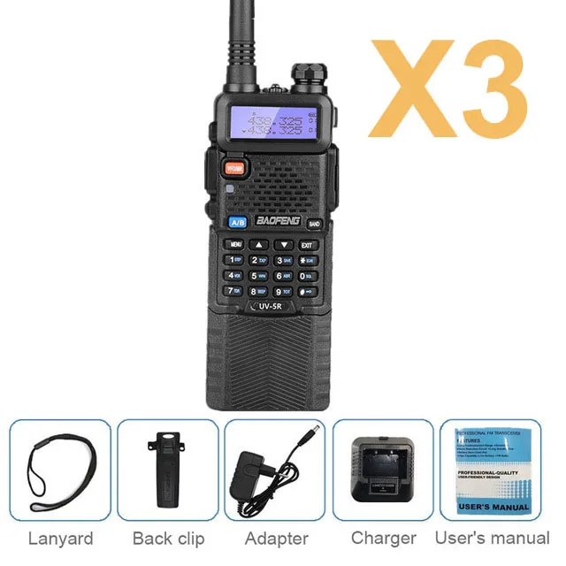 BAOFENG UV-5R 8 Вт иди и болтай Walkie Talkie “иди и 3800 мАч двухдиапазонный передатчик УКВ Любительское радио, Си-Би радиосвязь станция коротковолновым приемником скремблер сканер VOX - Цвет: 3pcs