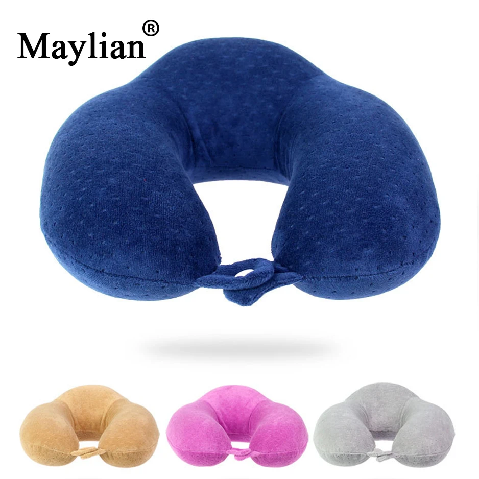 U Shaped Pillow Neck Support Slow Rebound Memory Foam Soft Car Air