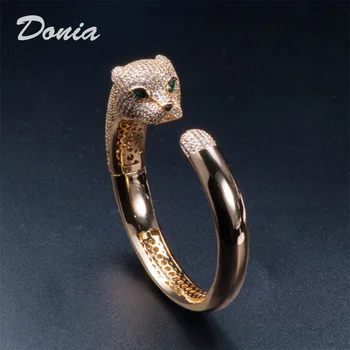 

Donia jewelry Green Eye Cubic Zircon Leopard Bracelet and Ring Jewelry Set Women's Copper Bracelet Accessories Set