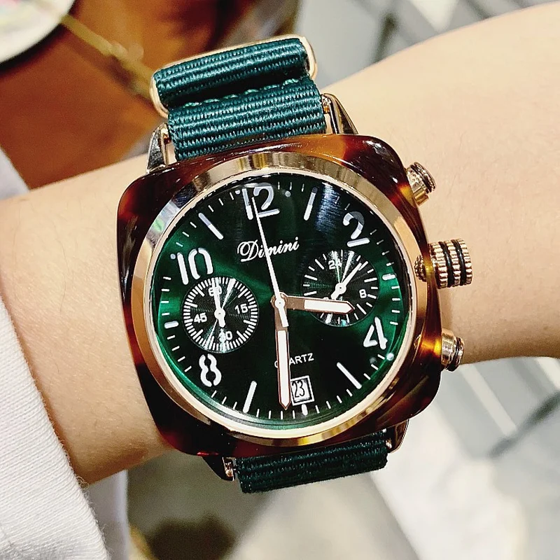 

Dropshipping Timini New Trend Personality Ladies British Style Multi-function Watch Canvas Strap Women's Quartz Watch