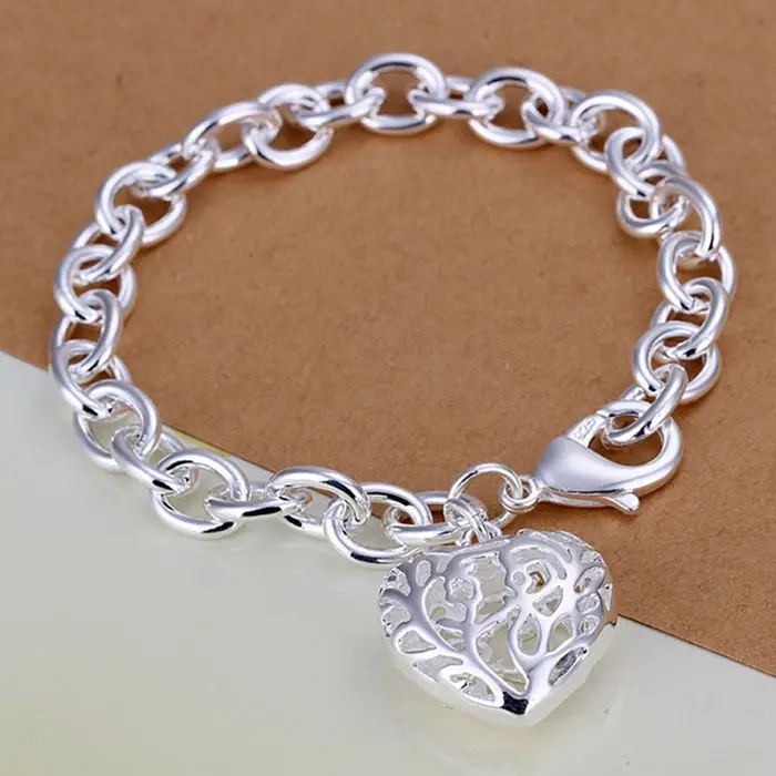 

Christmas gift 2016 New 925 jewelry silver plated Fashion Jewelry Stereo Heart bracelets&bangle,Wholesale jewelry SMTH269