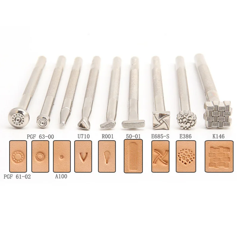 12Pcs//Lot Leathercraft Stamp Tools Working Line Horseshoe Shape Saddle Making Stamping Set Special Punch Carving Handmade Art Tool for DIT Leather Craft Kits Patterns Designs