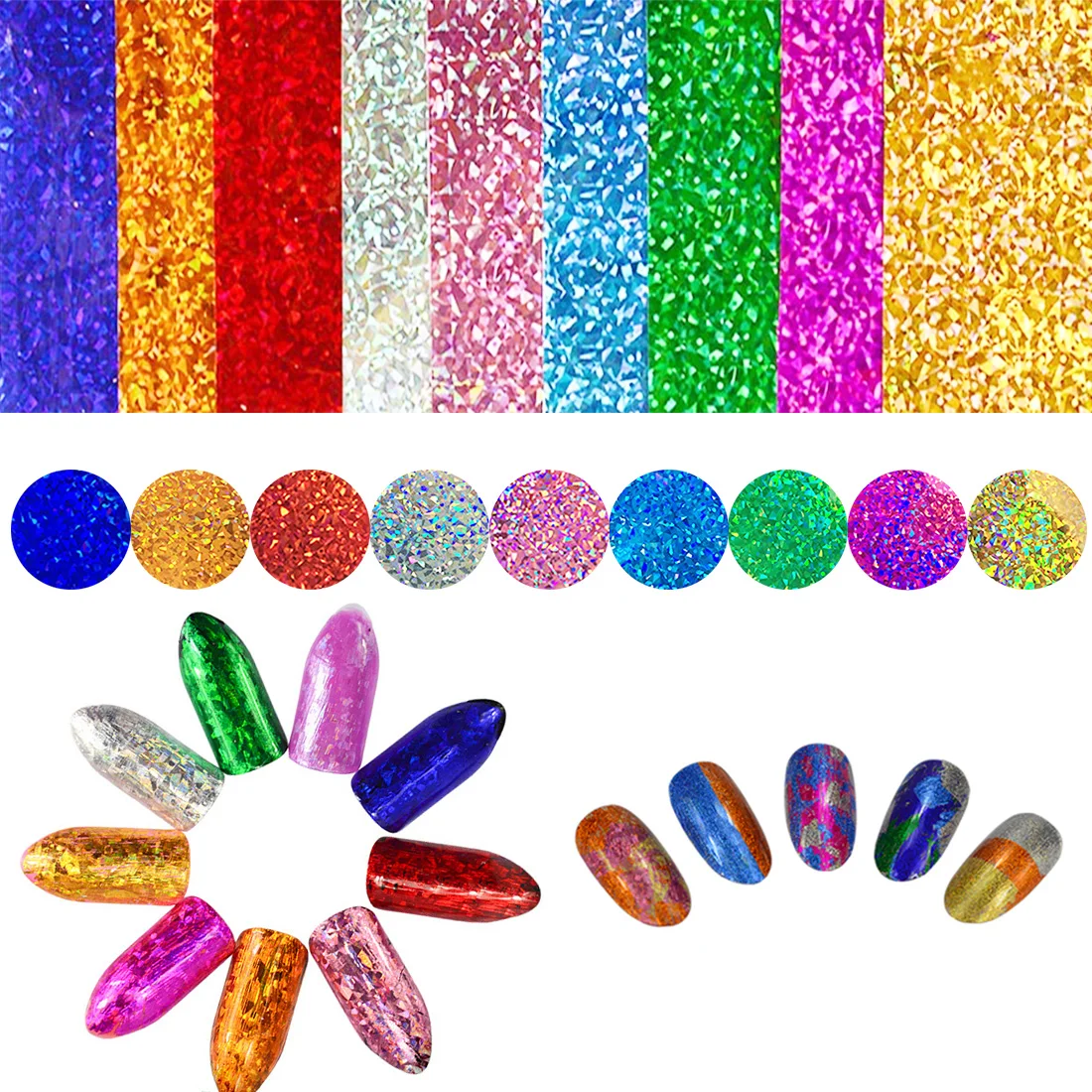 

9 star laser nail sticker color flash reposting DIY holographic nail decoration