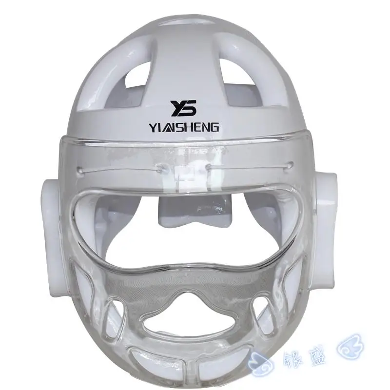 Белый взрослый, ребенок, тхэквондо шлем карате Кикбоксинг Санда Защита головы с маска для лица capacete ITF WTF обучение протектор