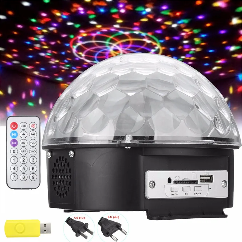 

Crystal Magic Ball Led Stage Lamp Light Disco Laser Light Party Lights Sound Control Remote control Stage Laser 6 Colors 25W