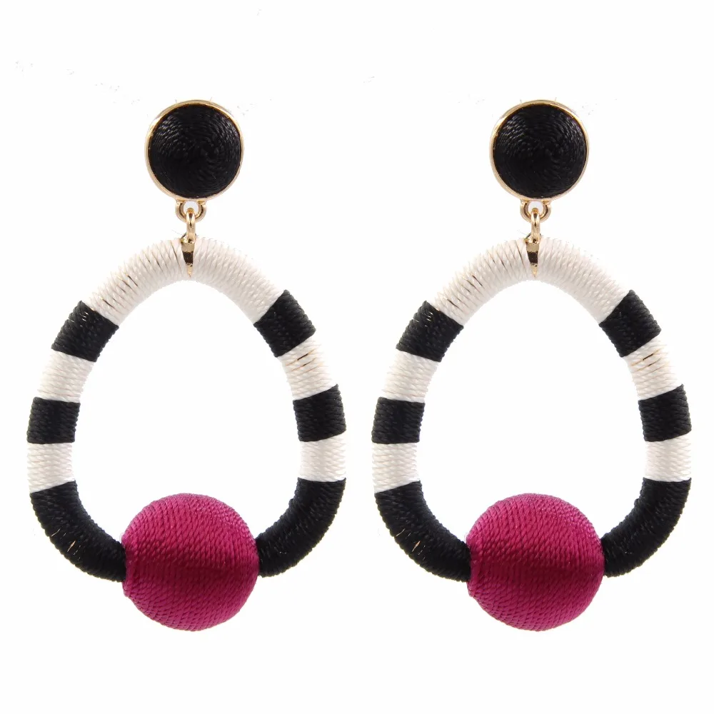 

YJX030 Mariela Hoop Earrings Silk Wrapped Boast Rich Hues Ball For Hairstyle Or Outfit