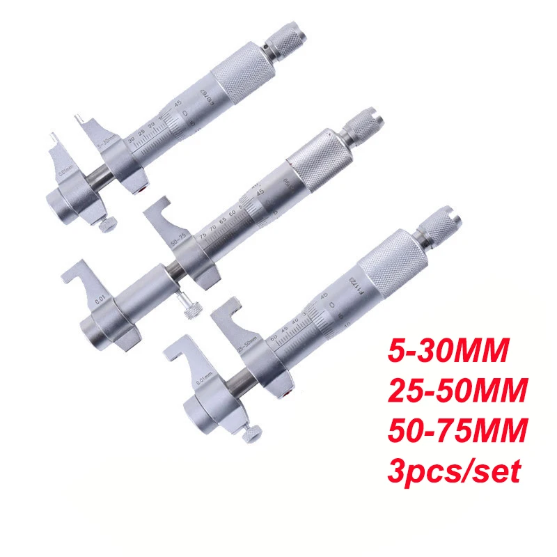 3 шт. внутренний набор микрометров 5-30 мм/25-50 мм/50-75 мм 0,01 микрометр из карбида трещотка Калибр резьбы Микрометры измерительные инструменты