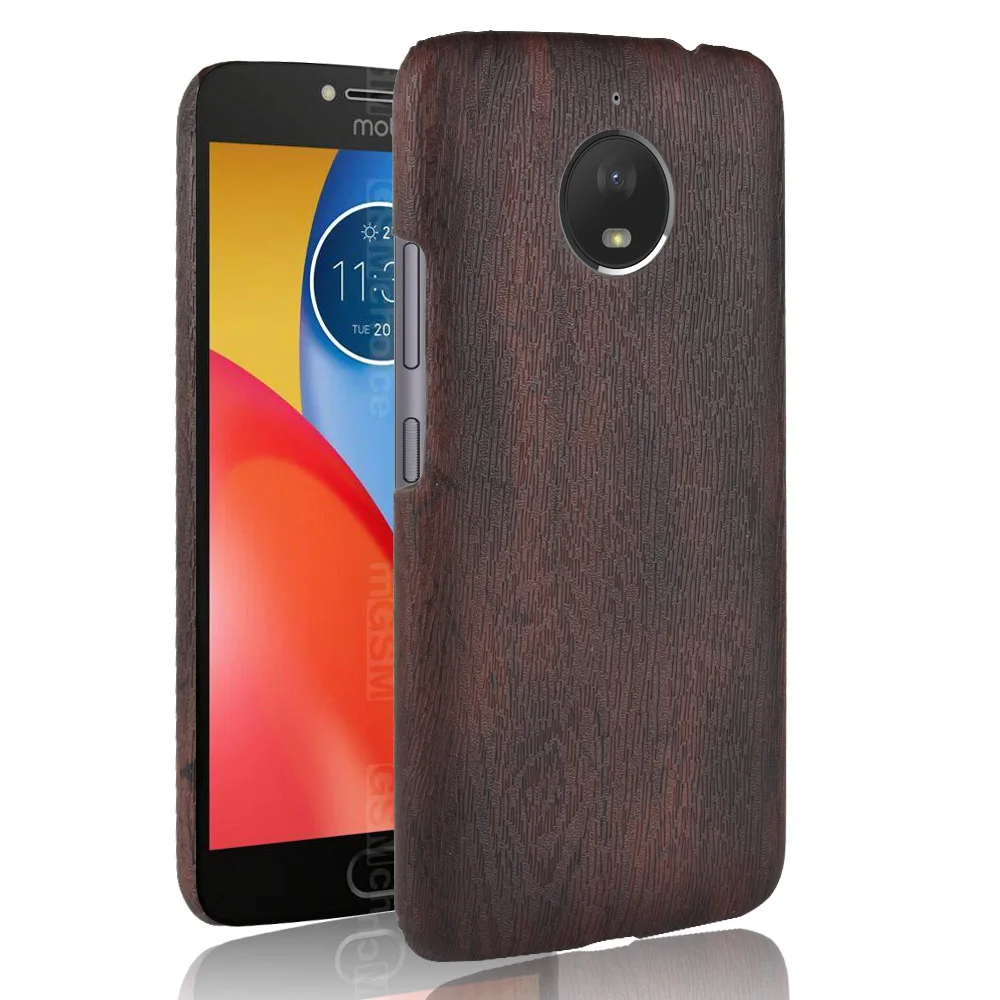 Luxury Woodern Skin Retro Leather Case For MOTO E4 Plus Cover
