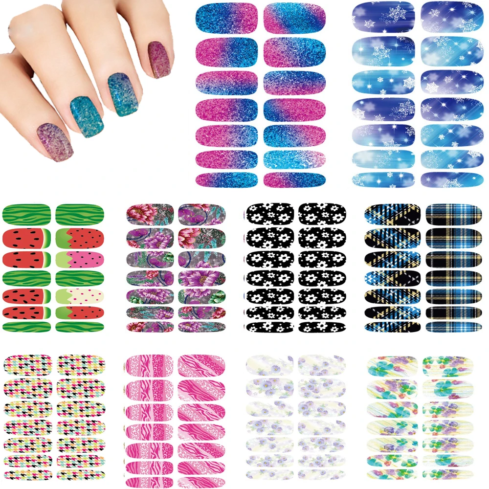 10pcs Nails Art waterproof makeup water transfer nail sticker Christmas ...