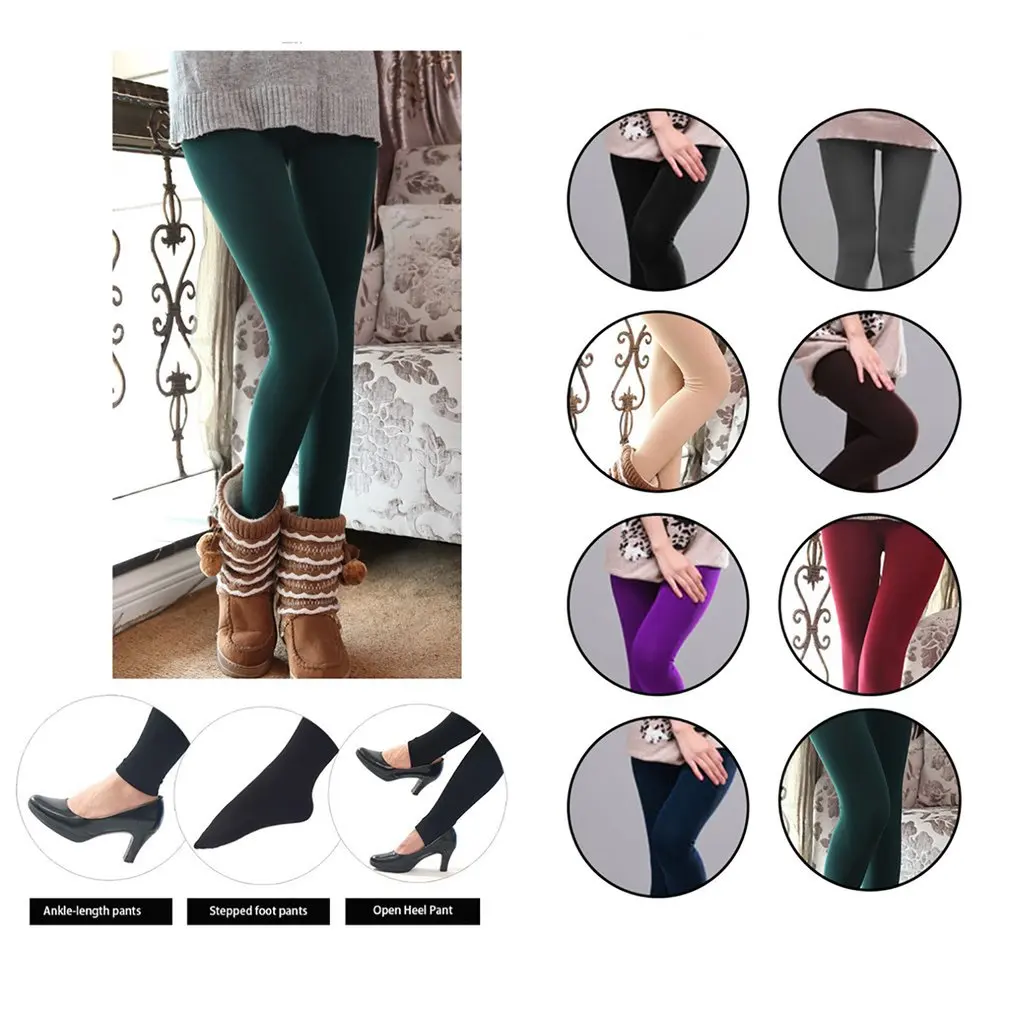 

New Female Elastic Leggings Plus Velvet Women Spring Autumn Winter Warm Leggings Thickening Solid Color Trousers Slim-cut Bottom