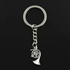 Fashion 30mm Key Ring Metal Key Chain Keychain Jewelry Antique Silver Color Plated French Horn 23x18mm Pendant ► Photo 1/4