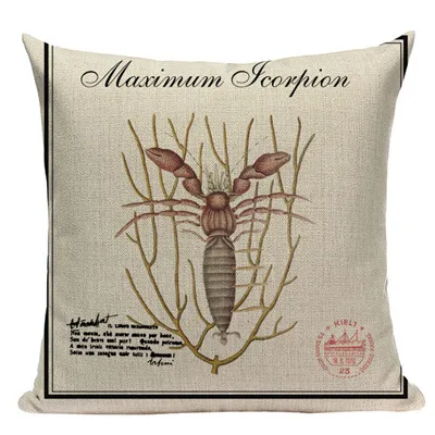 Наволочка на подушку в морском стиле из льна и хлопка, декоративная наволочка с изображением рыбьей креветки - Цвет: 2