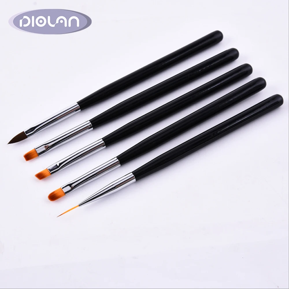 

DIOLAN 5Pcs Professional Painting Pens Kit for UV Gel Nail Polish Brush Set Nail Art Painting Manicure Tool Nail Art Brush