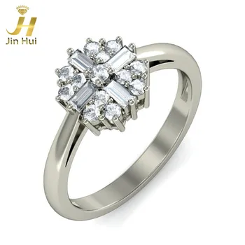 

Jinhui Unisex The Supra Ring Solid 18K White 750 Gold 0.424CT Natural Diamond Jewelry Free Engraving