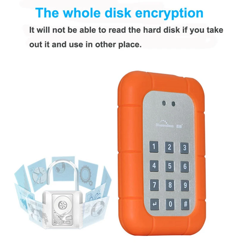2.5'' encrypt hdd enclosure sata usb 3.0 hdd case keyboard locking hard drive (7) 