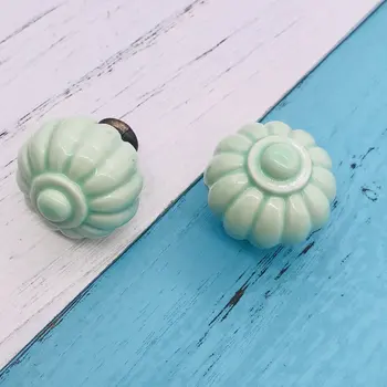 

4PCS 34mm Pumpkins Handles Light Green Ceramic Door Handles Cabinets Cupboard Drawer Pull Knobs