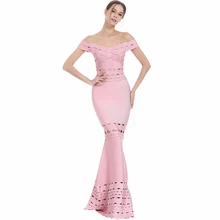 Новое поступление модное вечернее длинное знаменитое розовое черное белое с коротким рукавом женское Макси Бандажное платье жаккард Vestidos Festa
