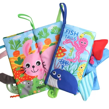 

2 Type Baby Toy Quiet Book Cloth Book with Animal 3d Tail English Story Book for Infant Colorful Book Early Educational Toy