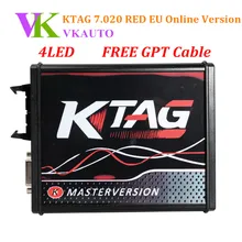 New 4LED KTAG K-TAG V7.020 V2.23 Red EU Online Version No Tokens Limit Support Full Protocols Free Shipping