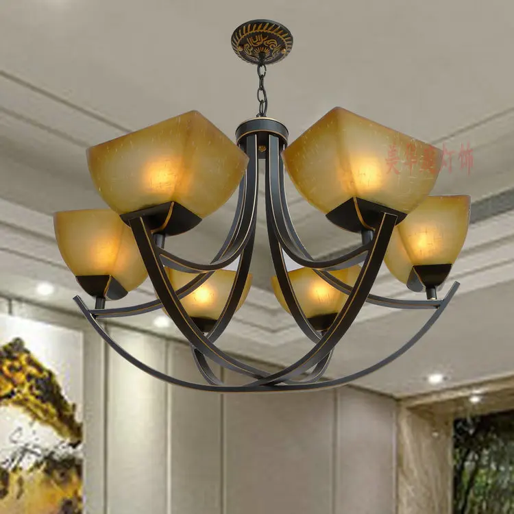 

Multiple Chandelier European shipping led retro iron room bedroom is garden villa duplex D6-014 Chandelier ZX36