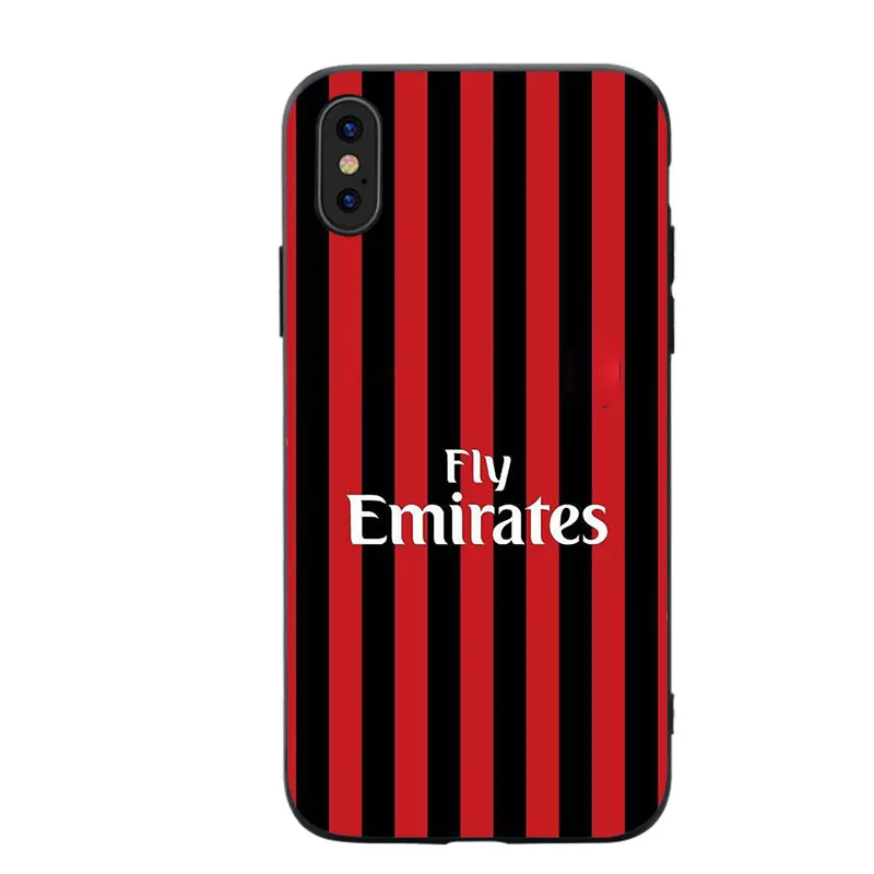 RKQ Milan Jersey стильный мягкий силиконовый чехол для телефона для iPhone 5S, SE 6 6S 7 8 Plus X XS XR 11 Pro Max TPU чехол