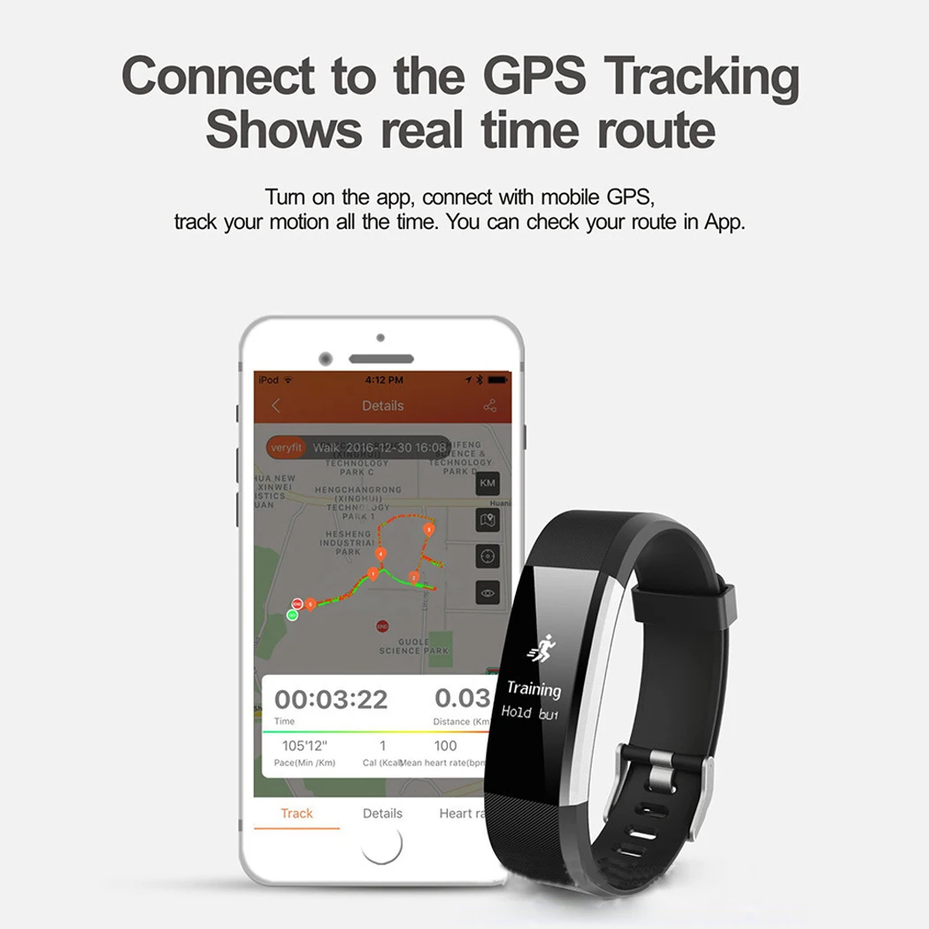 Original ID115HR Plus Fitness Bracelet Heart Rate Monitor Smart Band 0.96