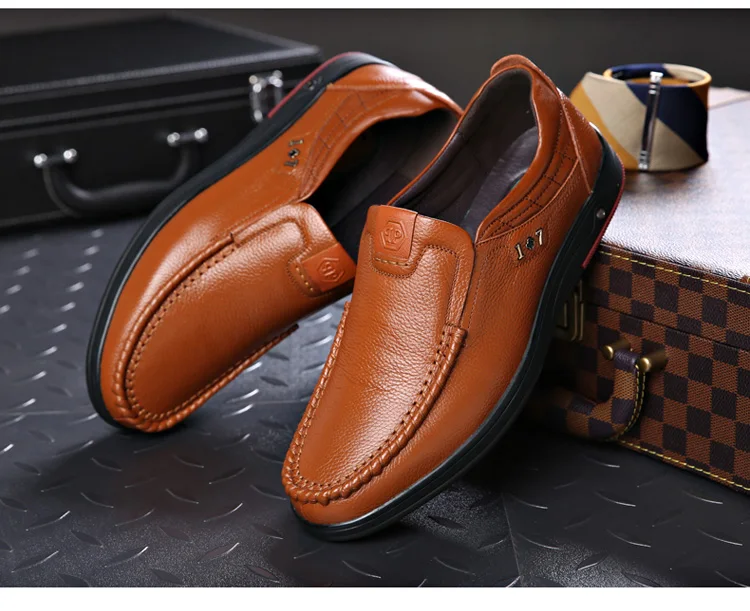 Г. Новые мужские туфли из натуральной кожи размер 44, Летние кожаные туфли с вырезами для отца