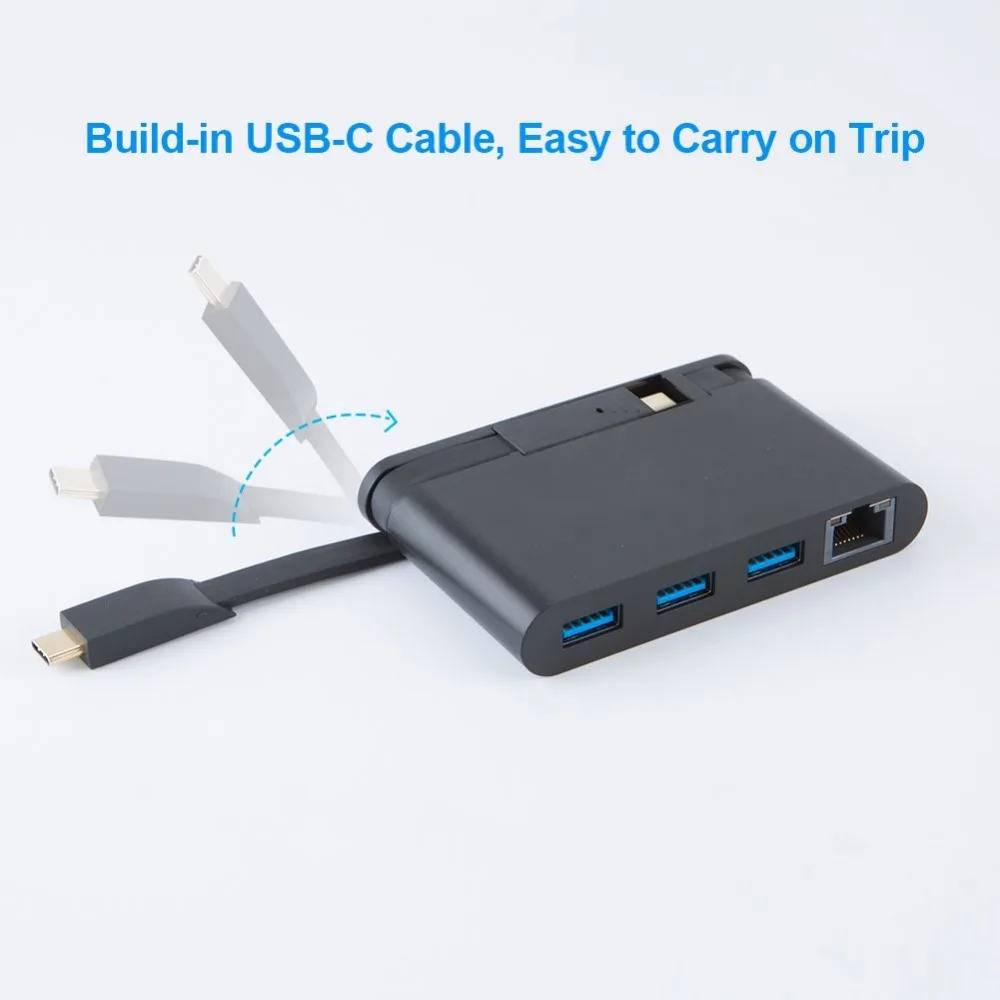 Адаптер USB Type C к RJ45 Gigabit Ethernet + 3USB 3 0 совместимый с MacBook Pro Air 2018 Mac Mini Thunderbolt 3|Кабели VGA|
