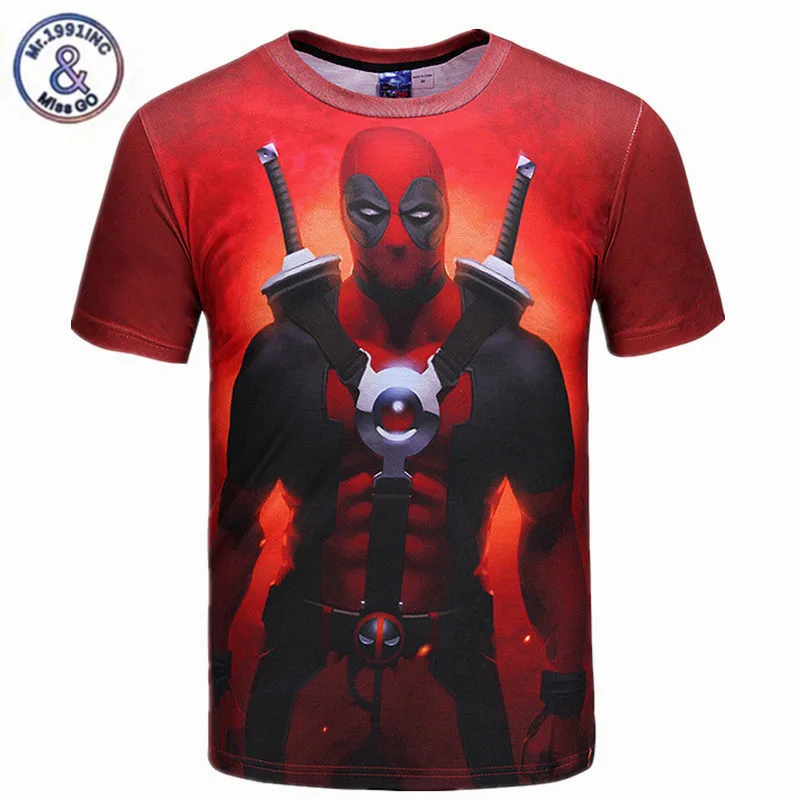 Fashion Man Dead pool t shirt 3D shirt moive charater cartoon mens t ...