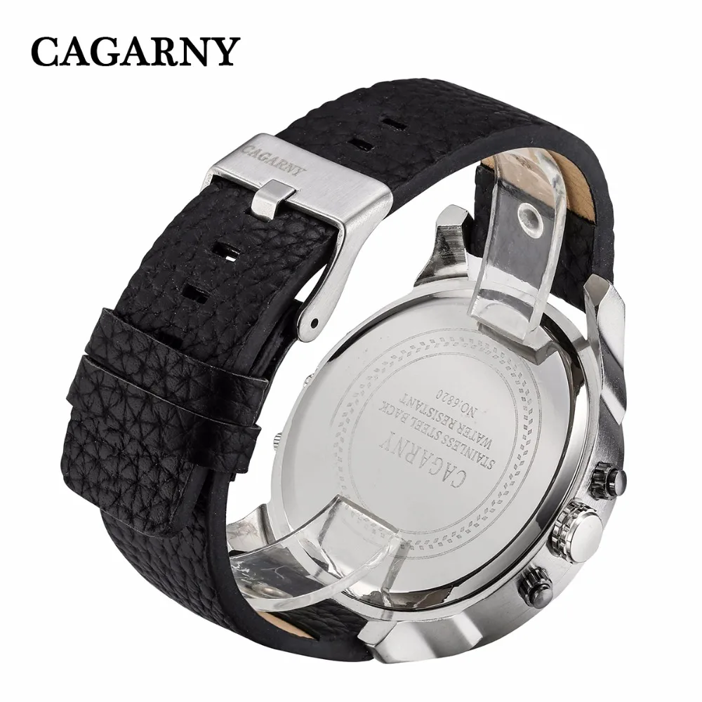 2019 drop shipping top luxury brand cagarny mens watches leather strap big case gold black silver dz military Relogio Masculino male clock man hour (22)