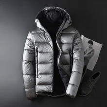 Новинка, суровое зимнее пальто на белом гусином пуху, двойная шапка для мужчин, утолщенная верхняя одежда, ветронепроницаемая, с капюшоном, размер M-XXXL