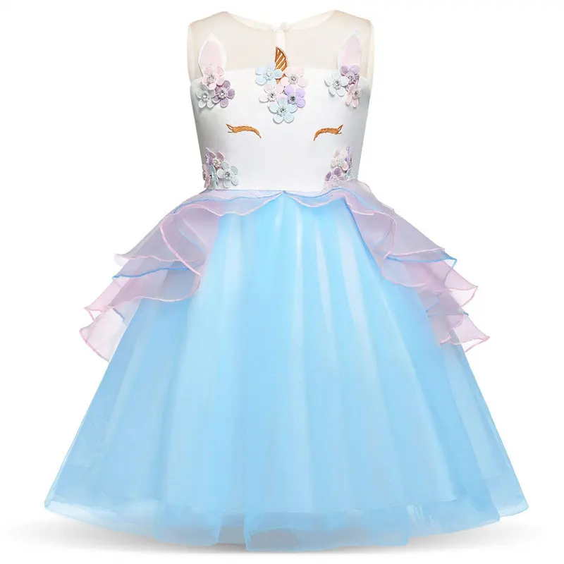 Горячая Распродажа; вечерние платья с единорогом для девочек в Instagram; новые дизайнерские Детские платья для выпускного бала; Пышное Платье-пачка принцессы на день рождения - Цвет: Blue02