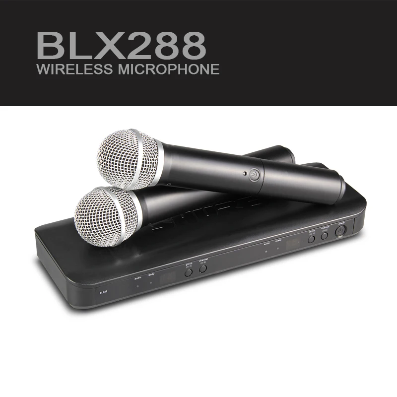 

1PCS BLX288 Free Shipping New arrival Channel Selectable UHF PRO WIRELESS DUAL MICROPHONE SYSTEM  MIC